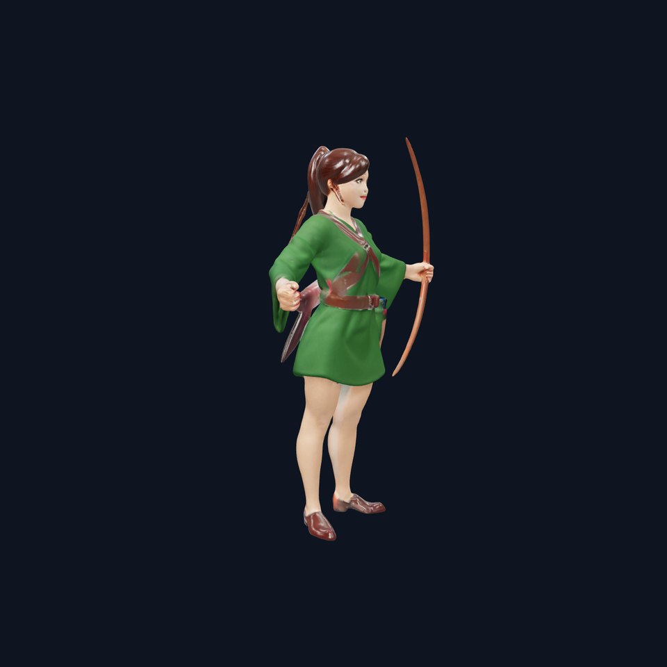 Female Archer D Character Model Rigged and Animated